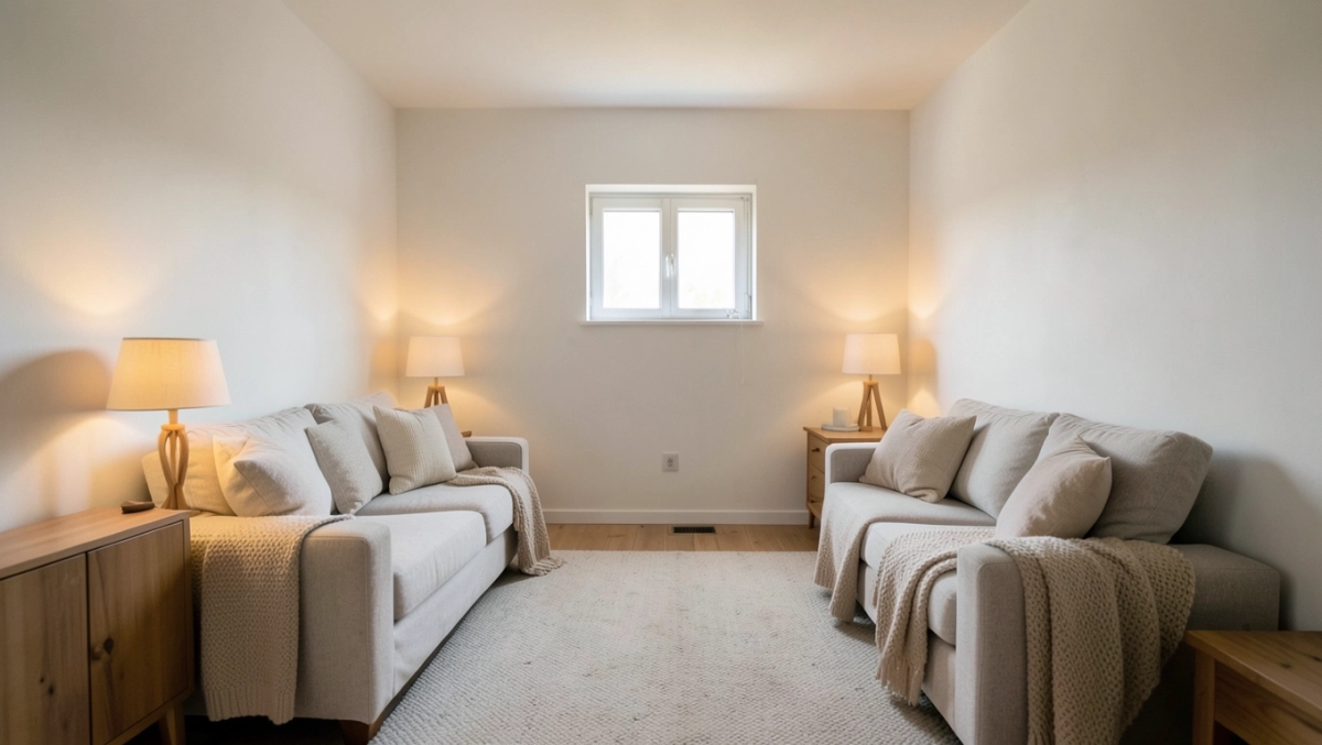 biel do wnętrza z małym nasłonecznieniem