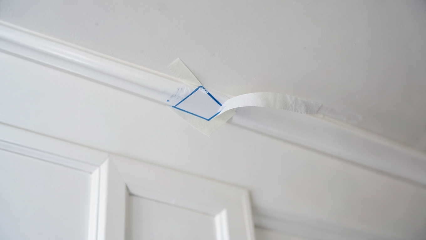 Metoda z taśmą malarską do kąta 45° na listwie sufitowej